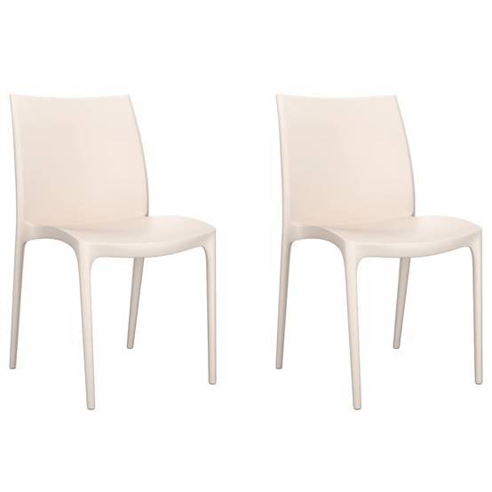 Lot de 2 Chaises de jardin - Chaises d'extérieur - Fauteuils de jardin crème 50x46x80 cm polypropylène - Image 1