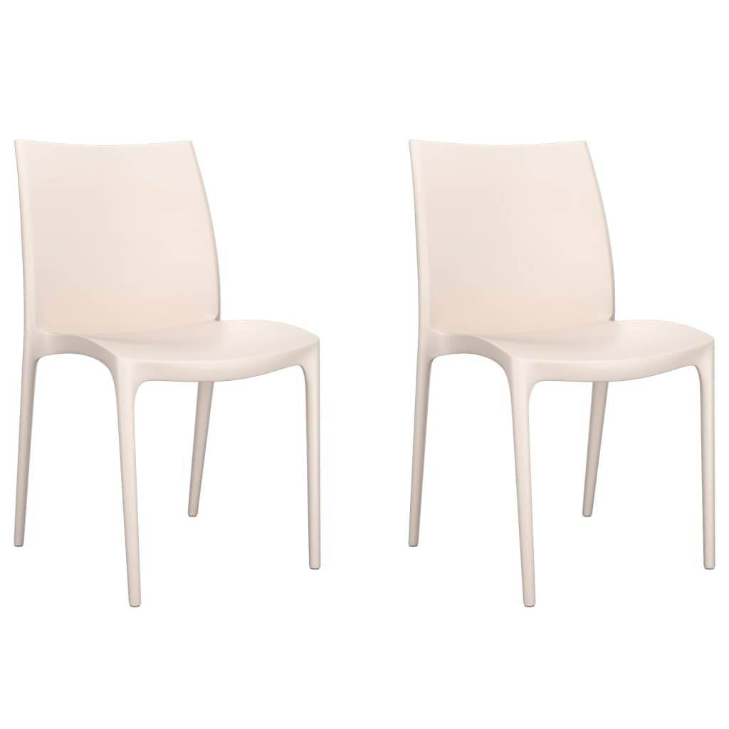 Lot de 2 Chaises de jardin - Chaises d'extérieur - Fauteuils de jardin crème 50x46x80 cm polypropylène - Image 1