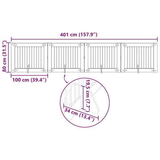 ComfortXL - Barrière Sécurité Chien Bois Intérieur Pliable Modulable Chêne Artisanal 401cm - ComfortXL Outdoor Living - Image 8