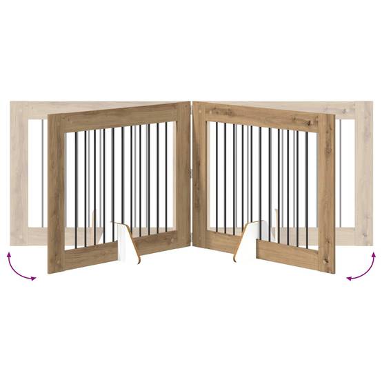 ComfortXL - Barrière Sécurité Chien Bois Intérieur Pliable Modulable Chêne Artisanal 401cm - ComfortXL Outdoor Living - Image 6