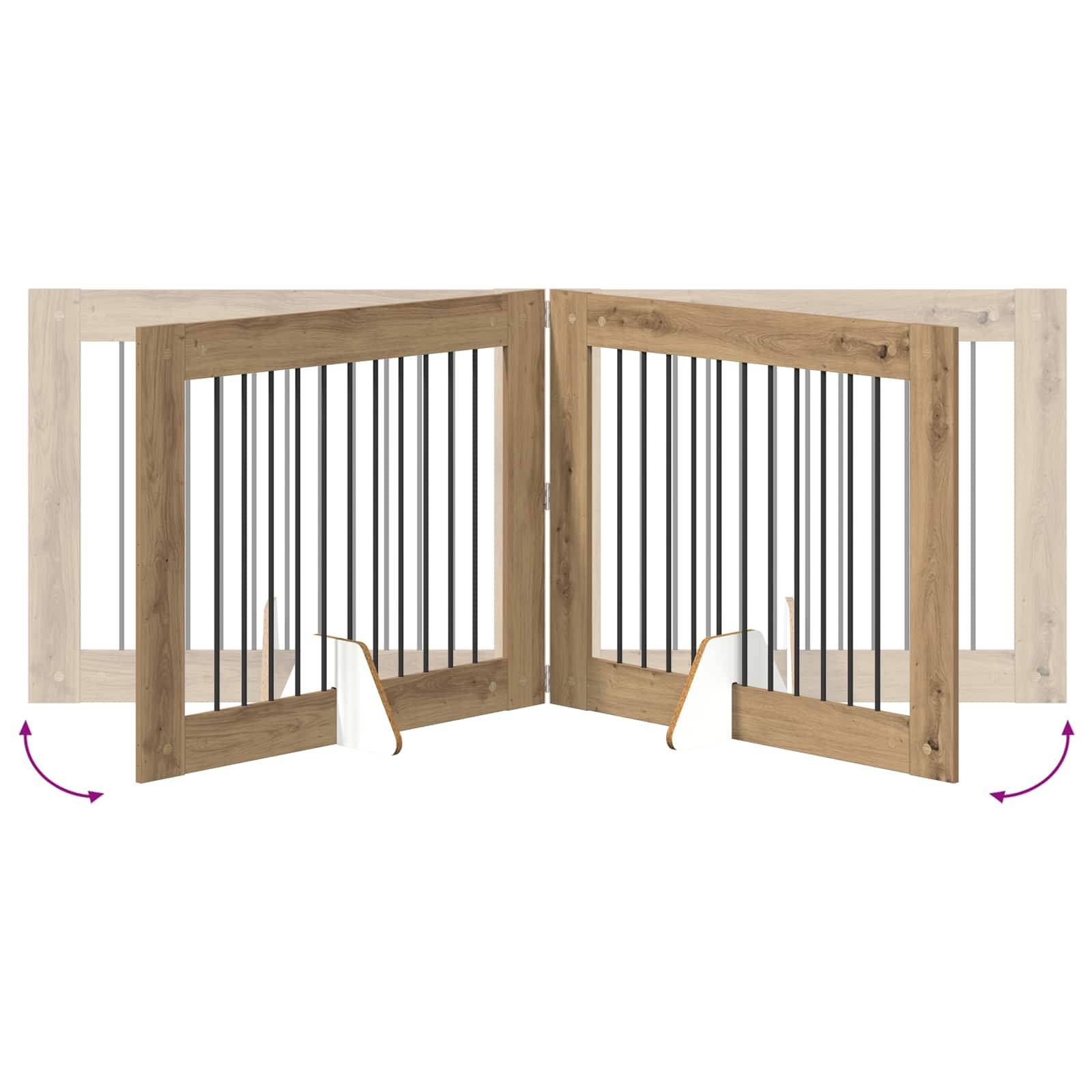 ComfortXL - Barrière Sécurité Chien Bois Intérieur Pliable Modulable Chêne Artisanal 401cm - ComfortXL Outdoor Living - Image 6
