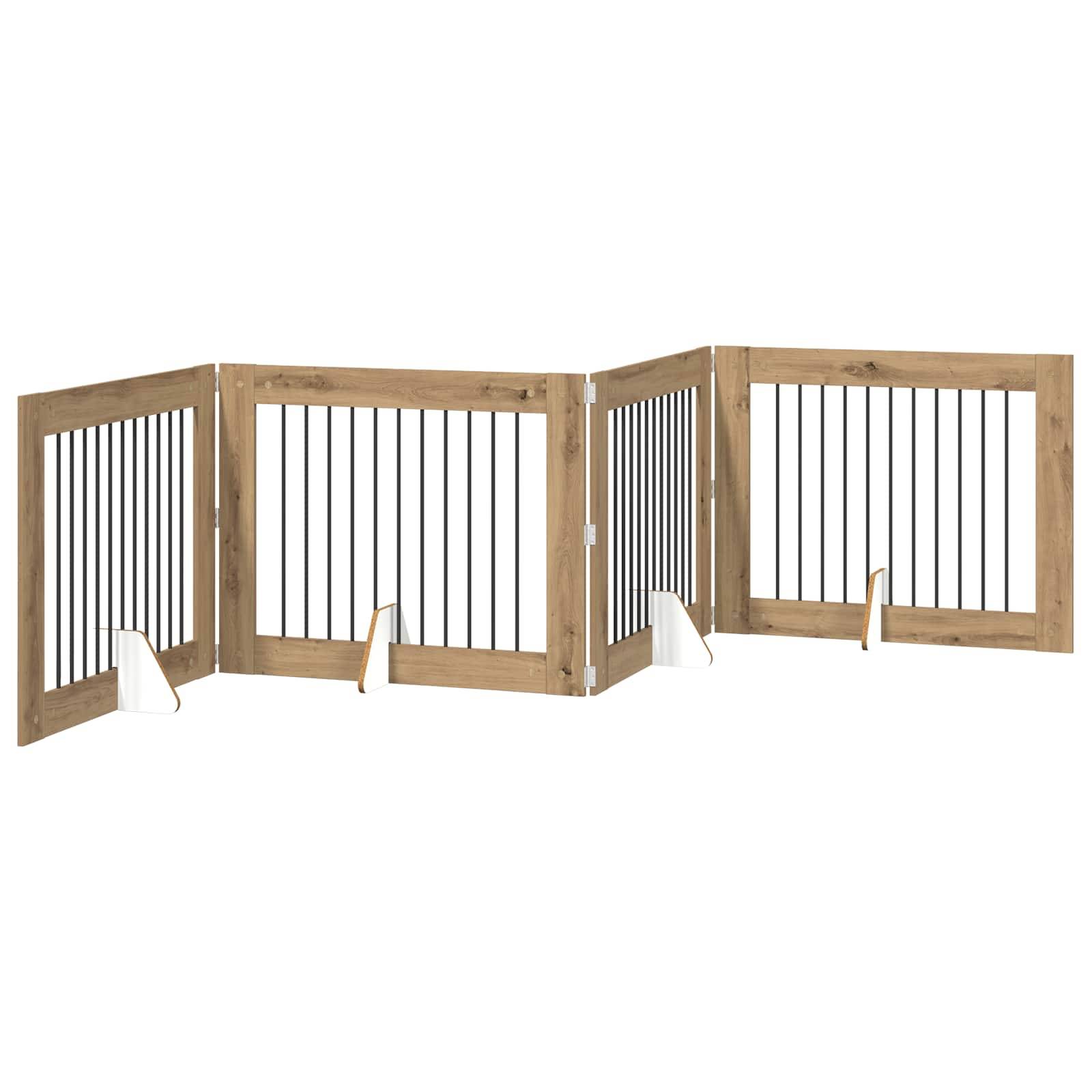 ComfortXL - Barrière Sécurité Chien Bois Intérieur Pliable Modulable Chêne Artisanal 401cm - ComfortXL Outdoor Living - Image 2