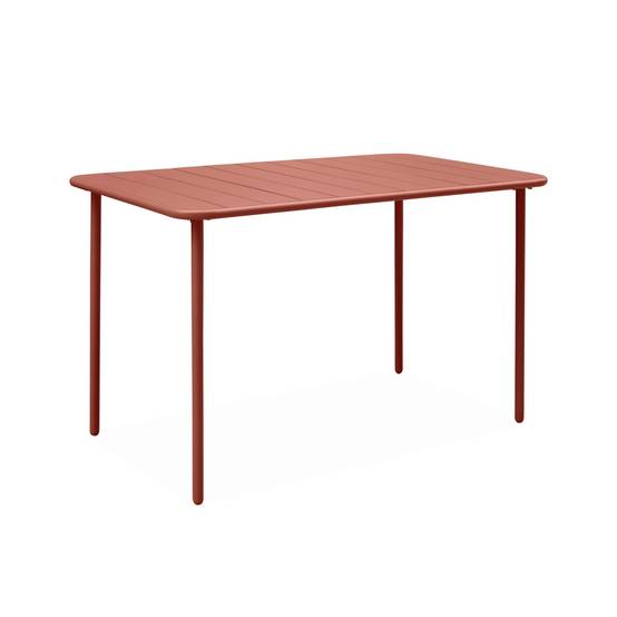 sweeek - Table de jardin métal + 4 assises terracotta en acier. Amelia. 120x70xH72.5cm (12.2kg) | sweeek - Image 6