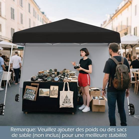 Tonnelle de Jardin 3x3M Tente Réception Pliant avec Sac à Dos Portable Protection Solaire Noir - Image 3