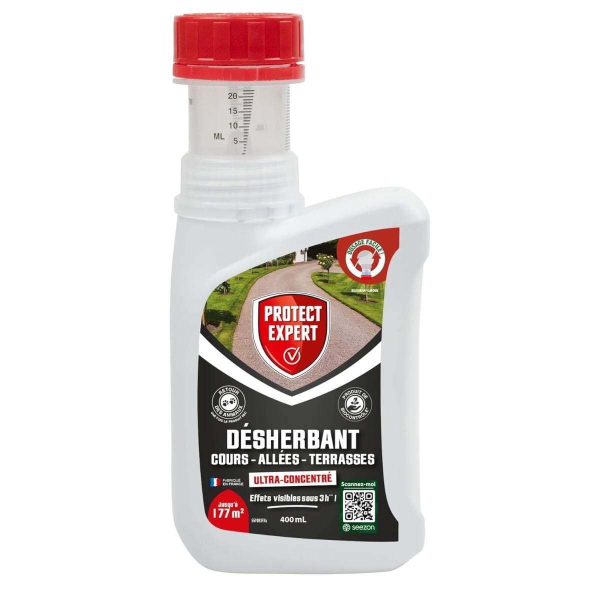 0 - Désherbant Anti-Mauvaises Herbes et Mousses | Spécial - Cours, Allées, Terrasses | Ultra-concentré 400 ml