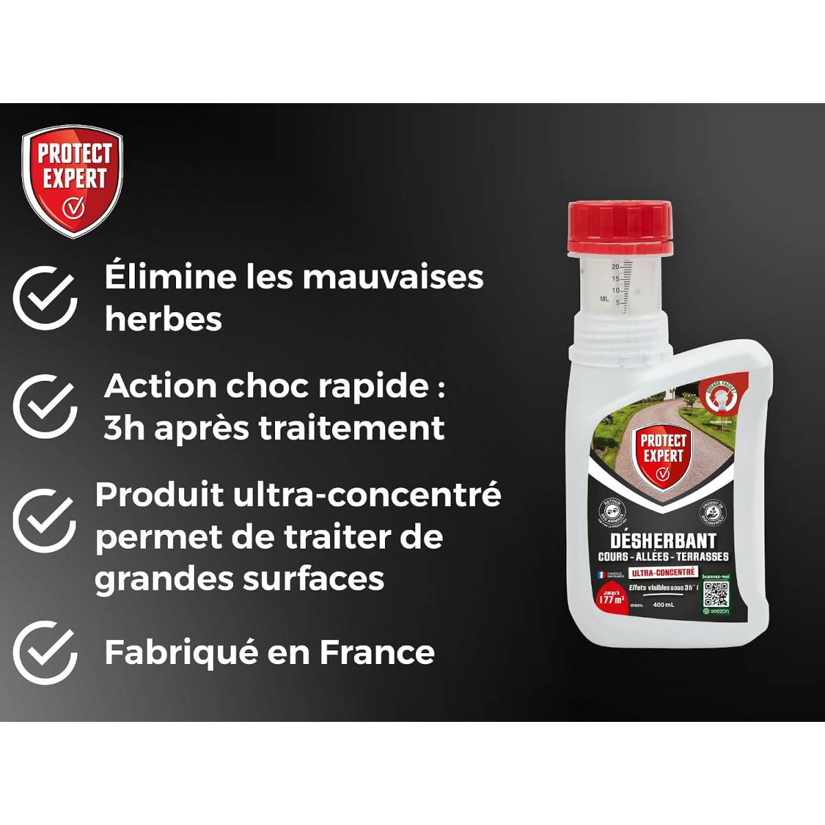 0 - Désherbant Anti-Mauvaises Herbes et Mousses | Spécial - Cours, Allées, Terrasses | Ultra-concentré 400 ml - Image 4