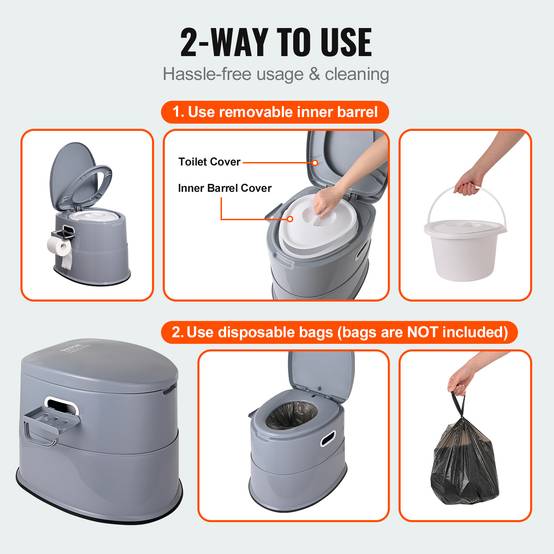 VEVOR Toilette portable camping 5 L, avec porte-papier. Sans odeur, pour camping-car. - Image 4