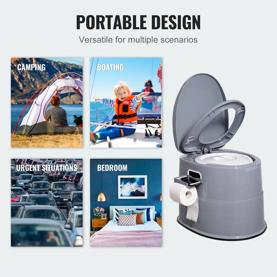 VEVOR Toilette portable camping 5 L, avec porte-papier. Sans odeur, pour camping-car. - Image 6