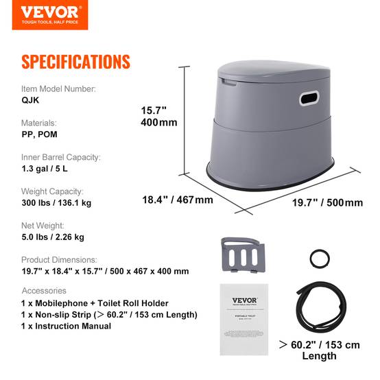 VEVOR Toilette portable camping 5 L, avec porte-papier. Sans odeur, pour camping-car. - Image 7