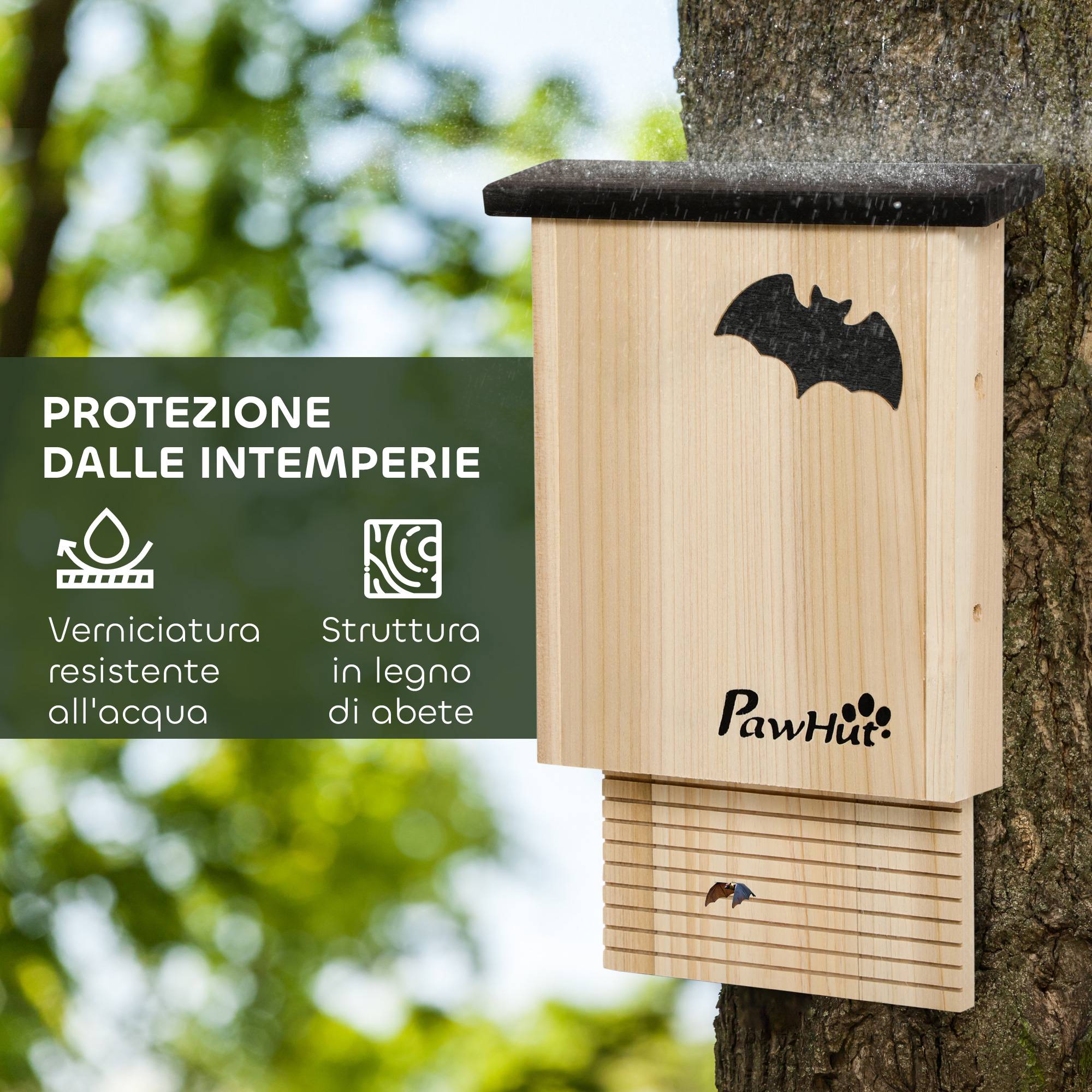 ComfortXL - Lot de 3 grands nichoirs chauve-souris bois sapin extérieur résistant intempéries 25x37cm - ComfortXL Outdoor Living - Image 7