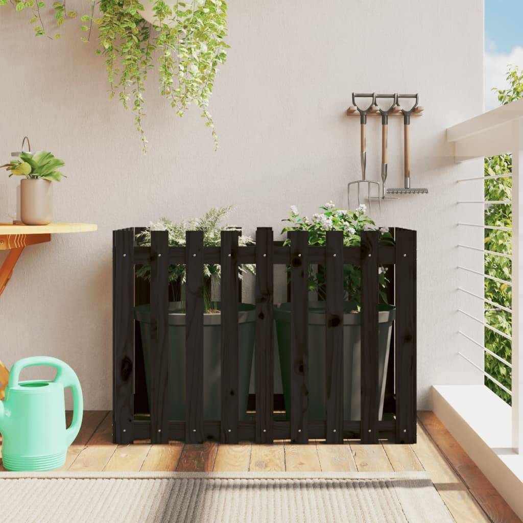 ComfortXL - Potager surélevé très haut pin massif design clôture Noir 100x50x70 cm – ComfortXL Outdoor Living - Image 1