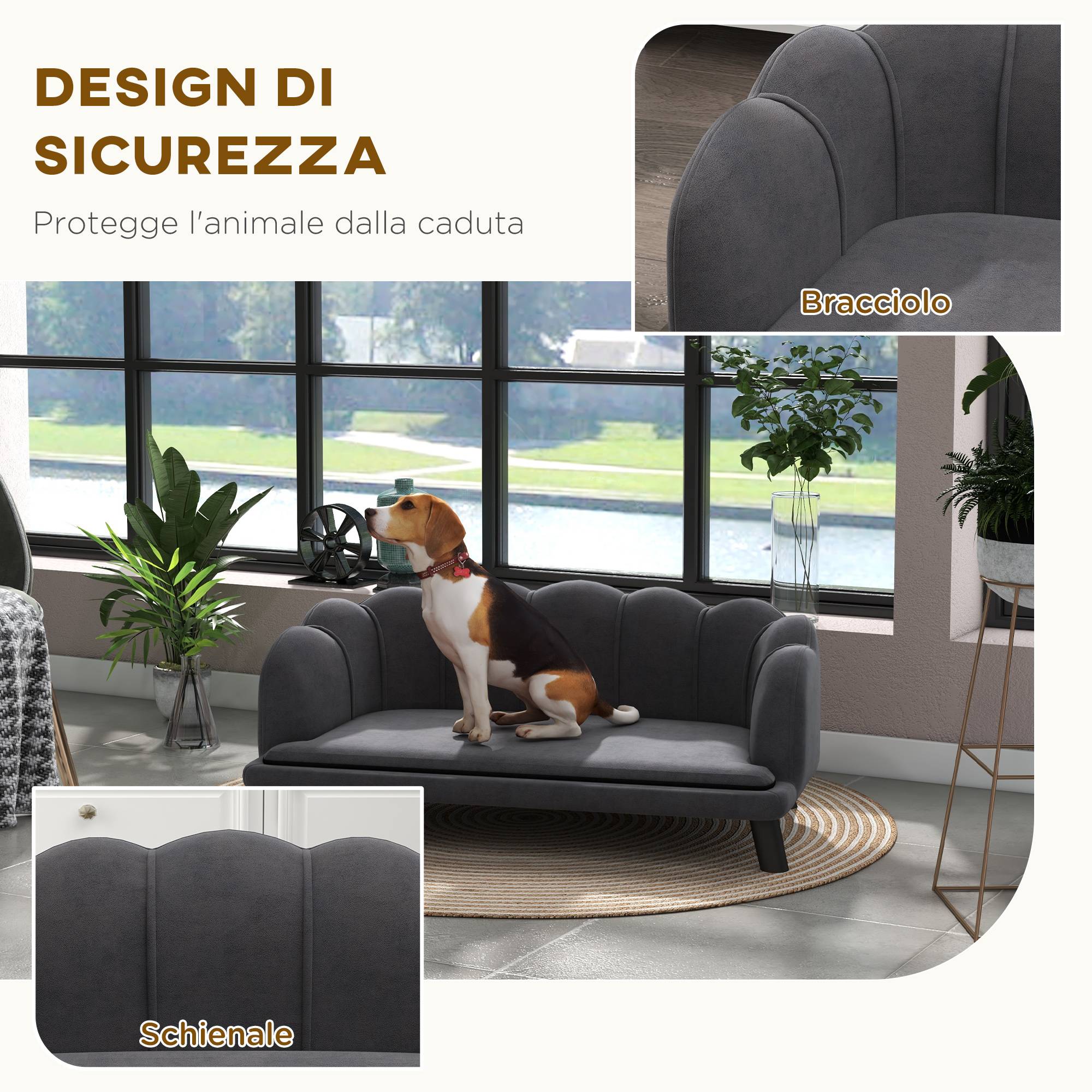 Canapé pour chien moyen-grand, revêtement déhoussable et lavable - Image 7