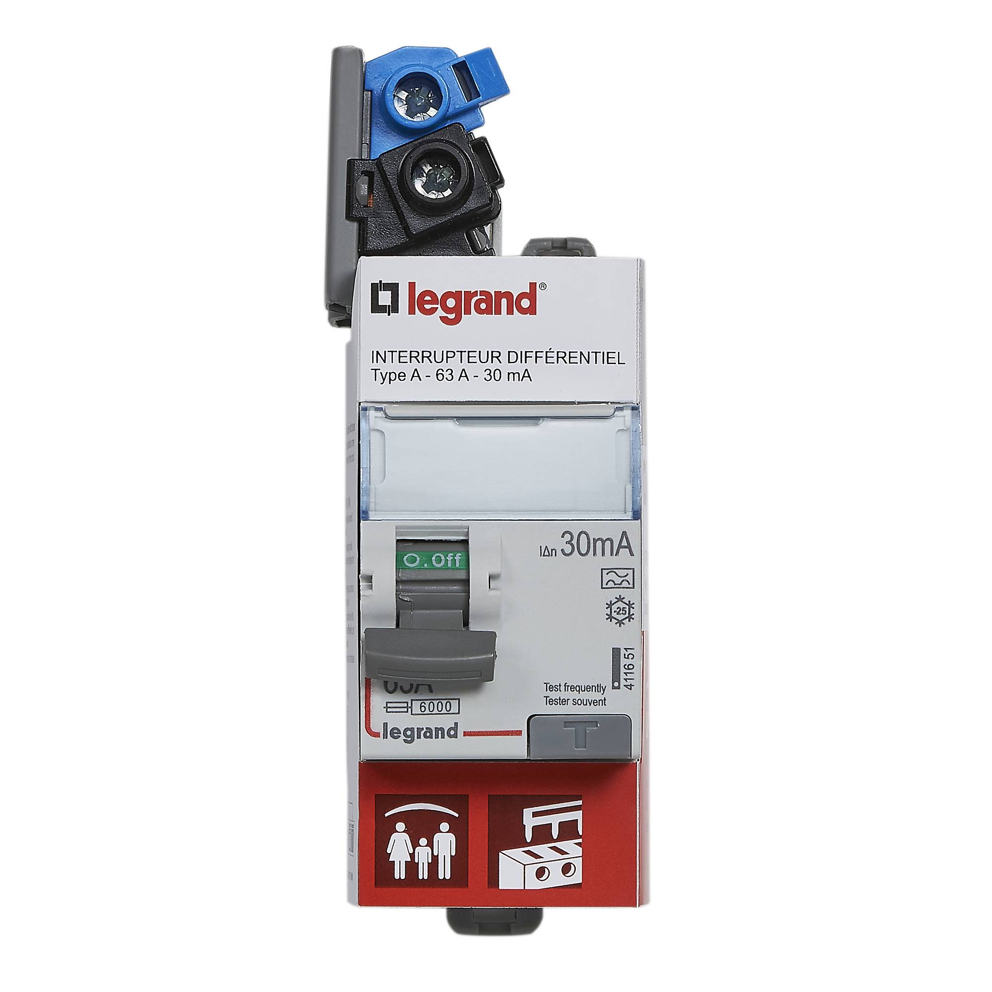 Legrand - Interrupteur différentiel DX3-ID 2P 63A 30mA 2 modules - LEGRAND - 411651 - Image 2