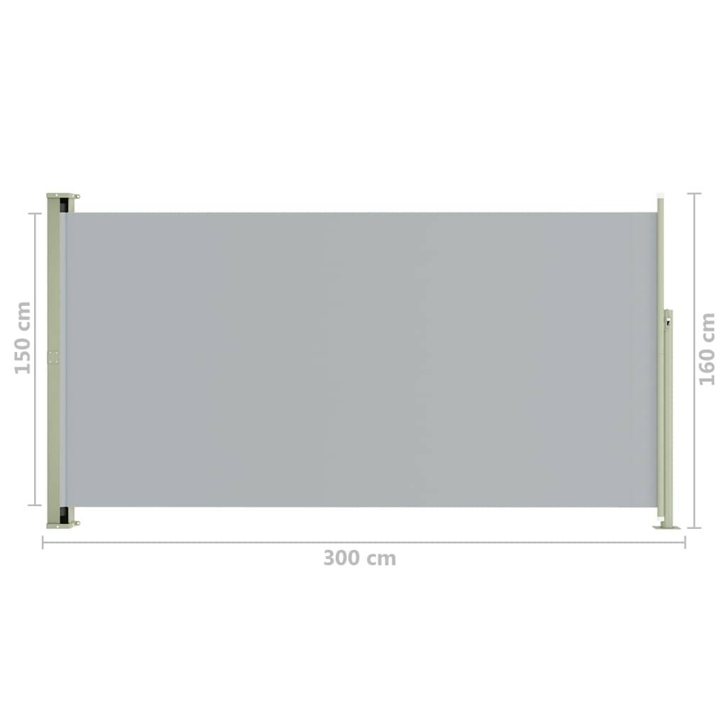 Helloshop26 - Auvent paravent store brise-vue latéral rétractable de patio jardin terrasse balcon protection visuelle écran 160 x 300 cm gris - Image 6