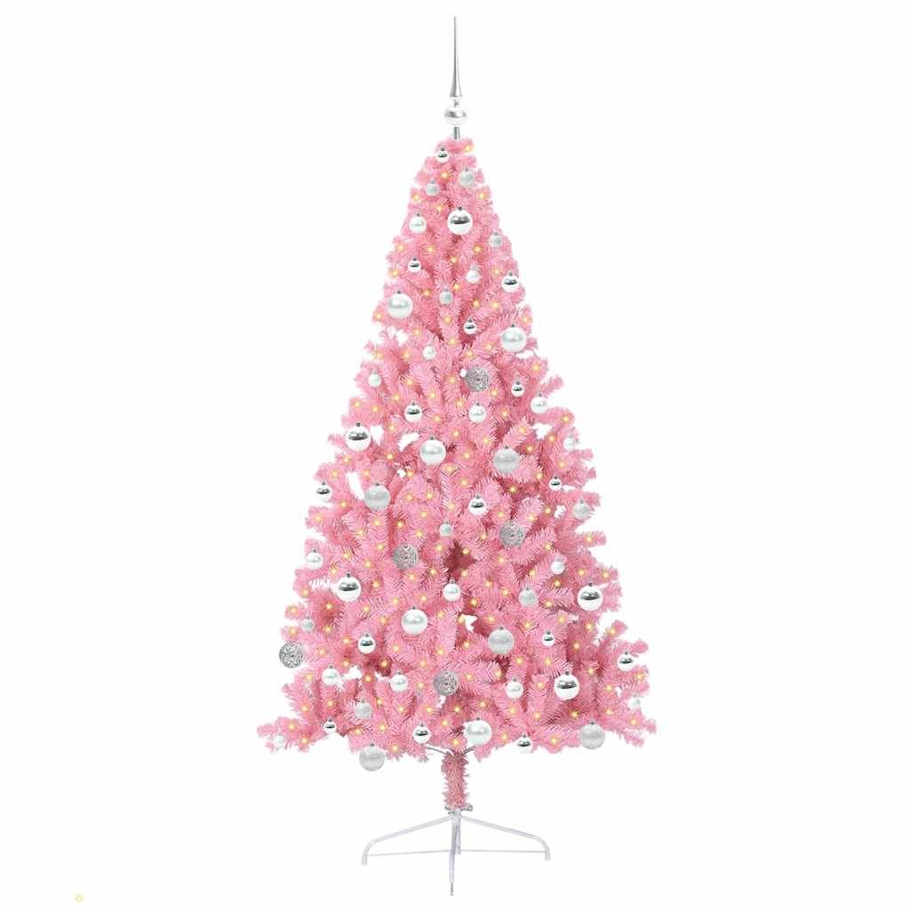 Vidaxl - Sapin de Noël artificiel pré-éclairé Rose 180 cm PVC vidaXL 3397081 - Image 4