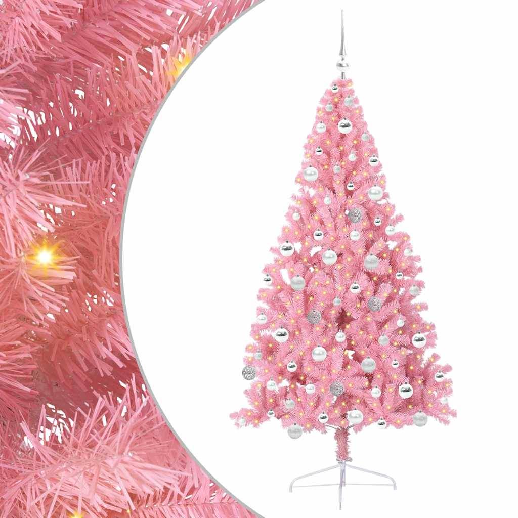 Vidaxl - Sapin de Noël artificiel pré-éclairé Rose 180 cm PVC vidaXL 3397081 - Image 2
