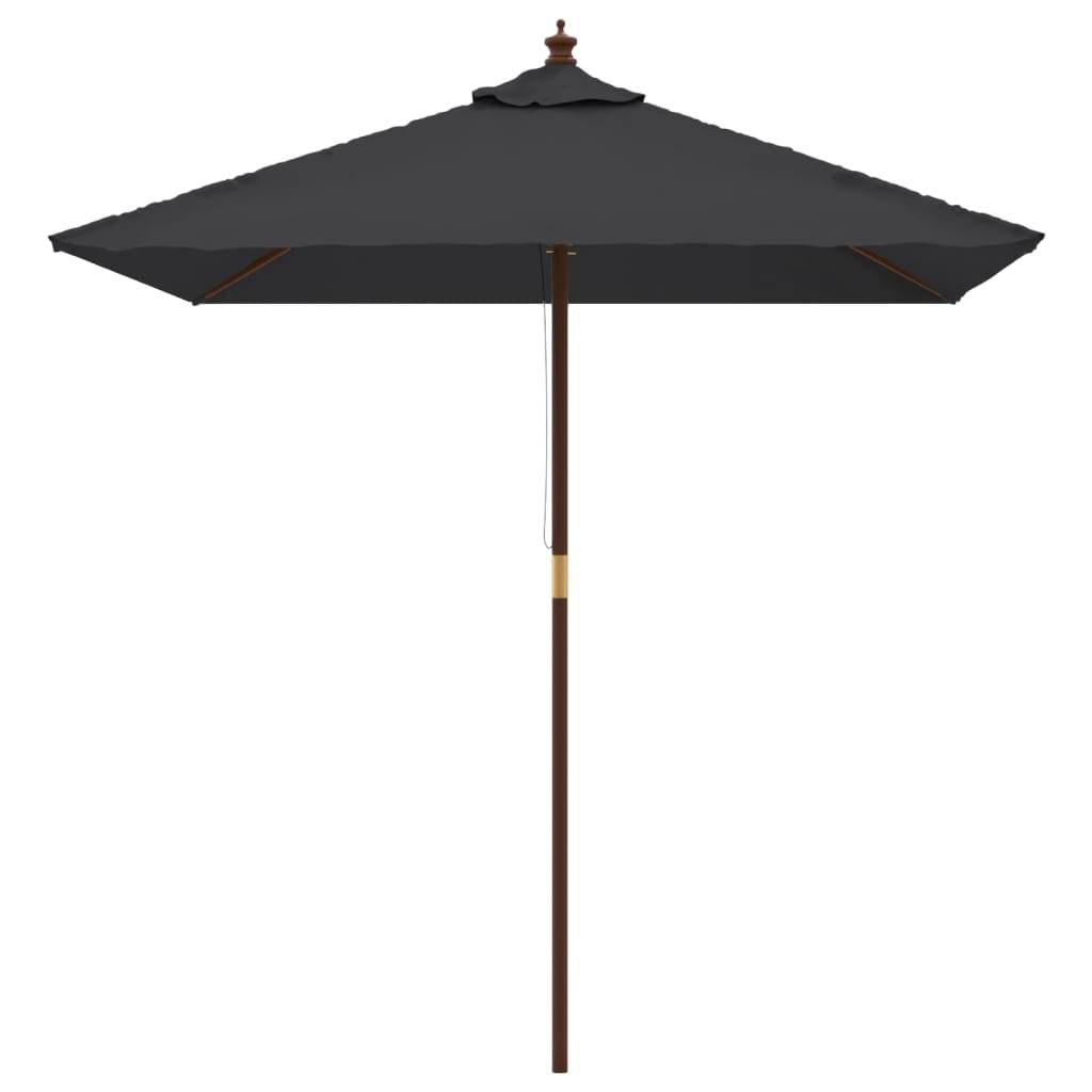 Helloshop26 - Parasol de jardin avec mât en bois 198 x 198 x 231 cm noir - Image 2