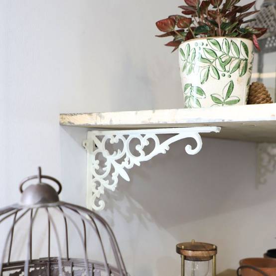 Équerre fixation étagère vintage ancienne fonte blanche 24 x 15.5 cm Chemin de campagne - Image 2