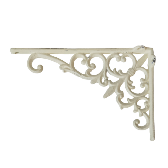 Équerre fixation étagère vintage ancienne fonte blanche 24 x 15.5 cm Chemin de campagne - Image 1