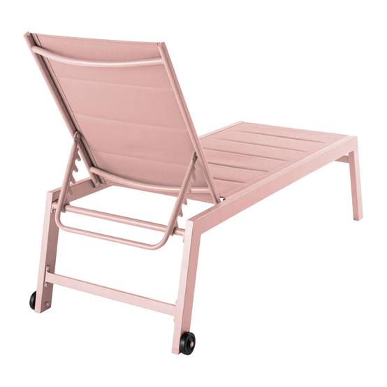 Oviala - Lot de 2 bains de soleil en aluminium et textilène rose poudré Nouméa - Oviala - Image 6