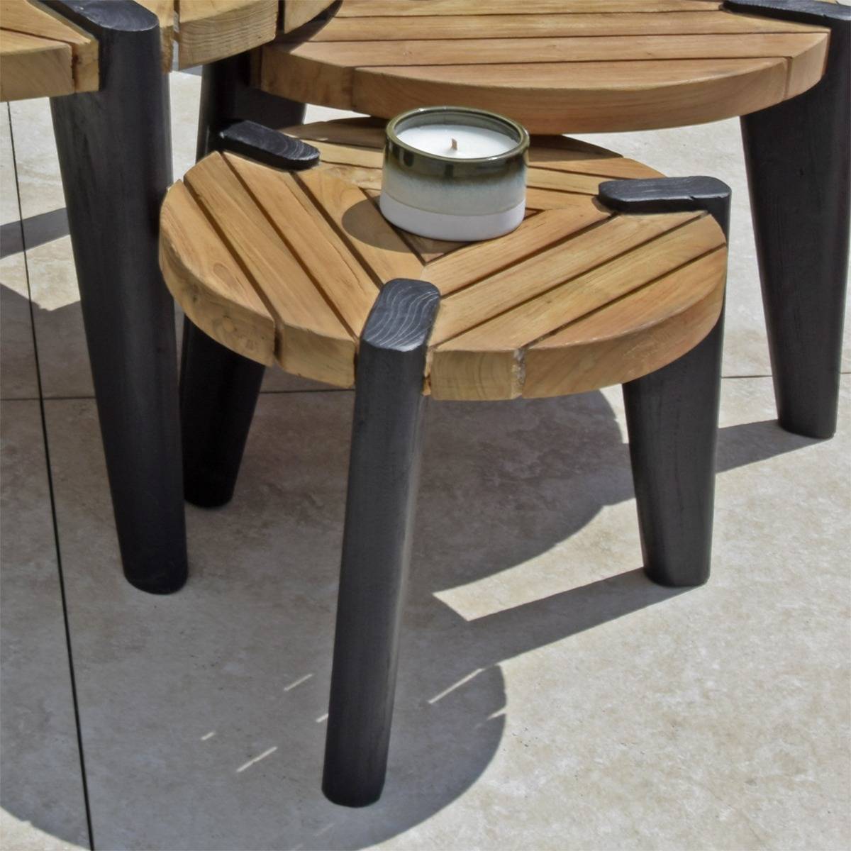 Table basse en teck recyclé 40 cm, Carmen - Gecko Jardin - Image 6