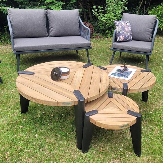 Table basse en teck recyclé 40 cm, Carmen - Gecko Jardin - Image 1