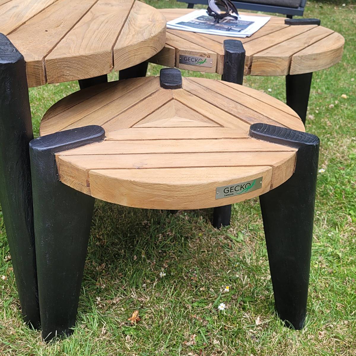 Table basse en teck recyclé 40 cm, Carmen - Gecko Jardin - Image 5