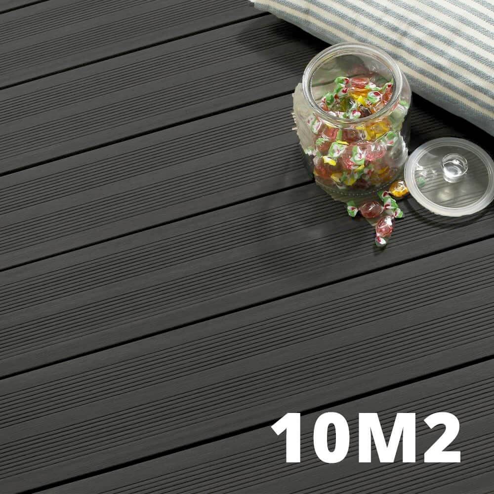 Kit Terrasse ATLANTA 10m² Anthracite - 31 Lames de Terrasse (220 x 14.5 x 2.25 cm) - Garantie 15 ans - Fixation par Clips - Image 1
