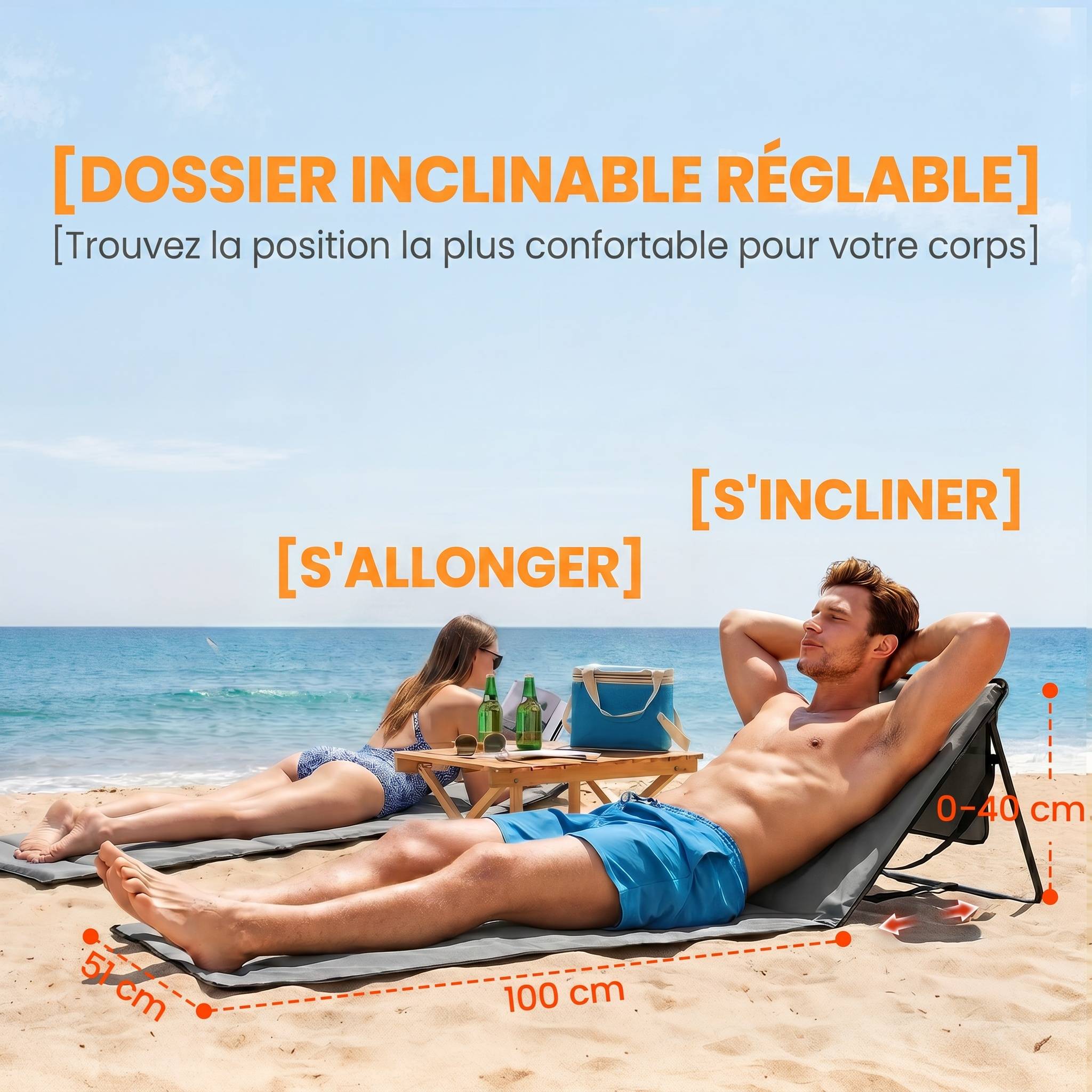 Tapis De Plage ROUSKY Avec Oreiller Gonflable Intégré –超大 177,8 X 76,2 Cm, Léger, Pliable, Idéal Pour Plage, Piscine, Camping Et Farniente
