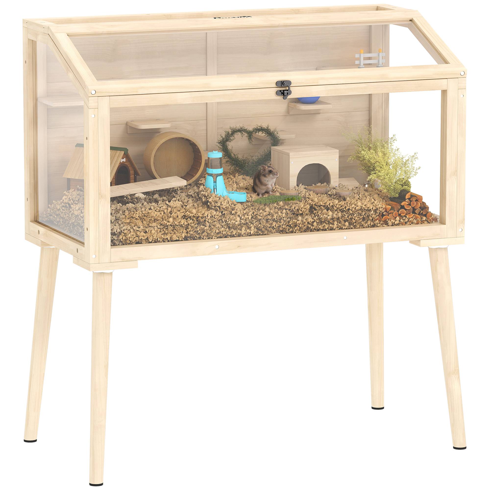 Cage pour rongeur bois naturel 110 x 52 x 101 cm - PANGIVO - Image 1