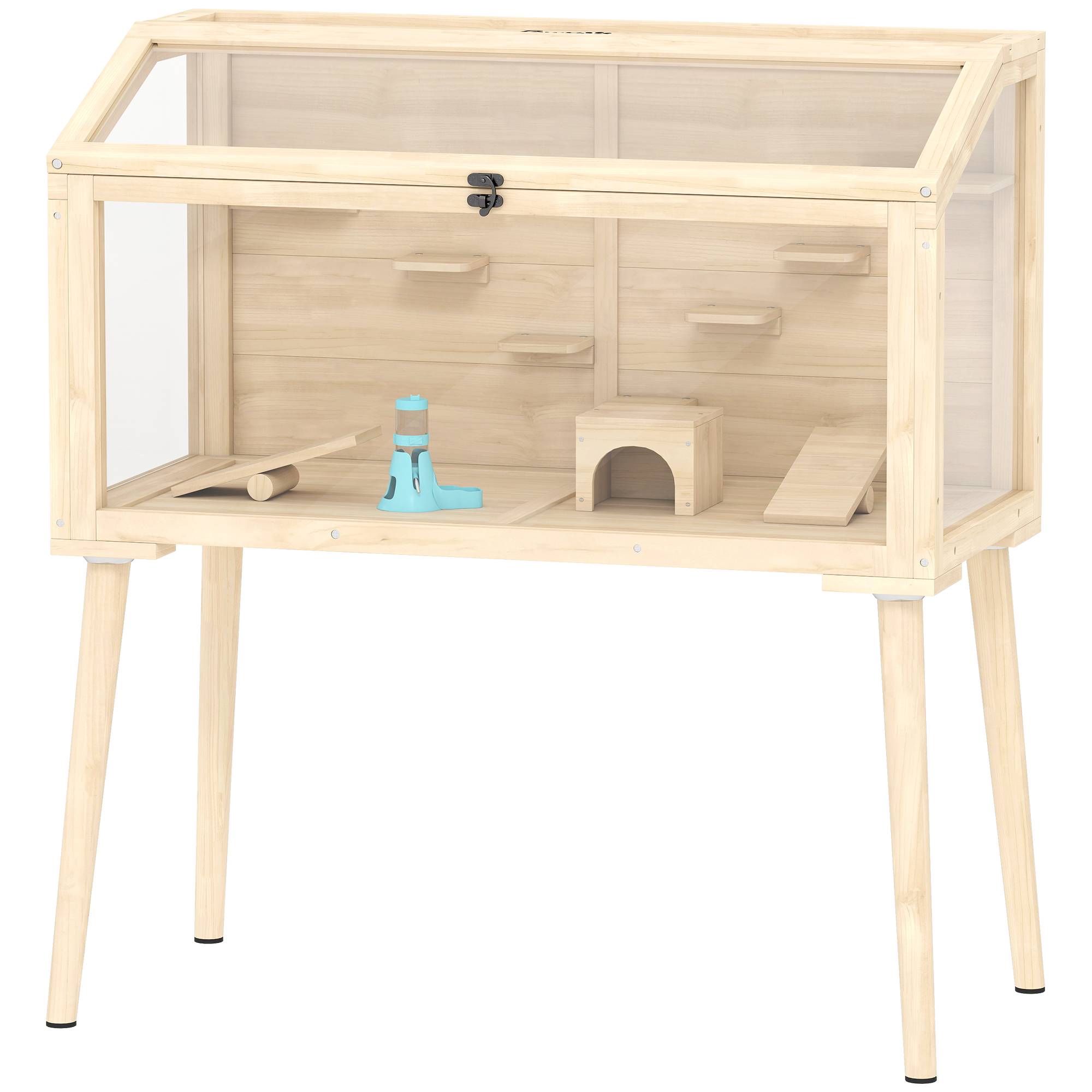 Cage pour rongeur bois naturel 110 x 52 x 101 cm - PANGIVO - Image 2