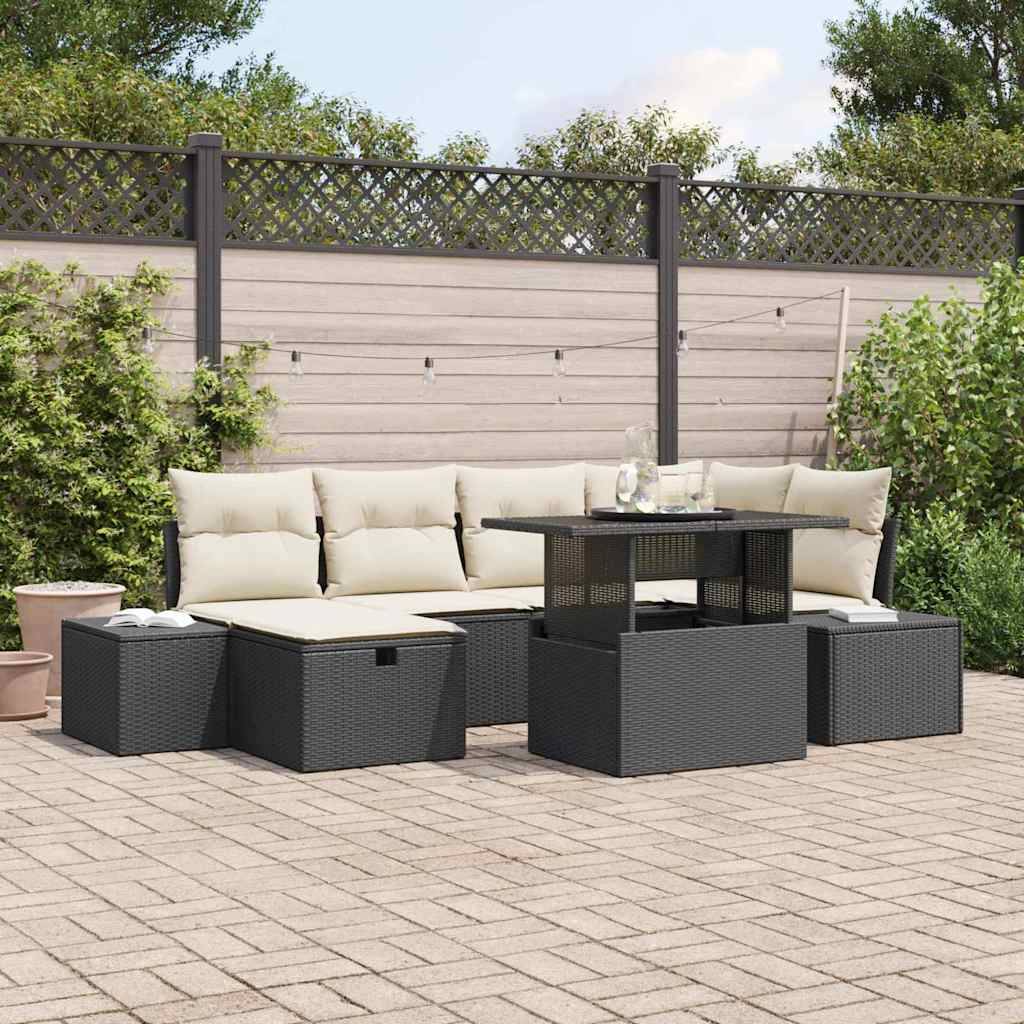 ComfortXL - Salon de Jardin d'Angle 7 Pièces Résine Tressée avec Coffres de Rangement 6 Places Noir – ComfortXL Outdoor Living - Image 1
