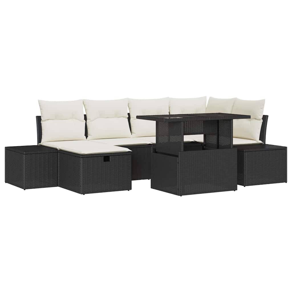 ComfortXL - Salon de Jardin d'Angle 7 Pièces Résine Tressée avec Coffres de Rangement 6 Places Noir – ComfortXL Outdoor Living - Image 2