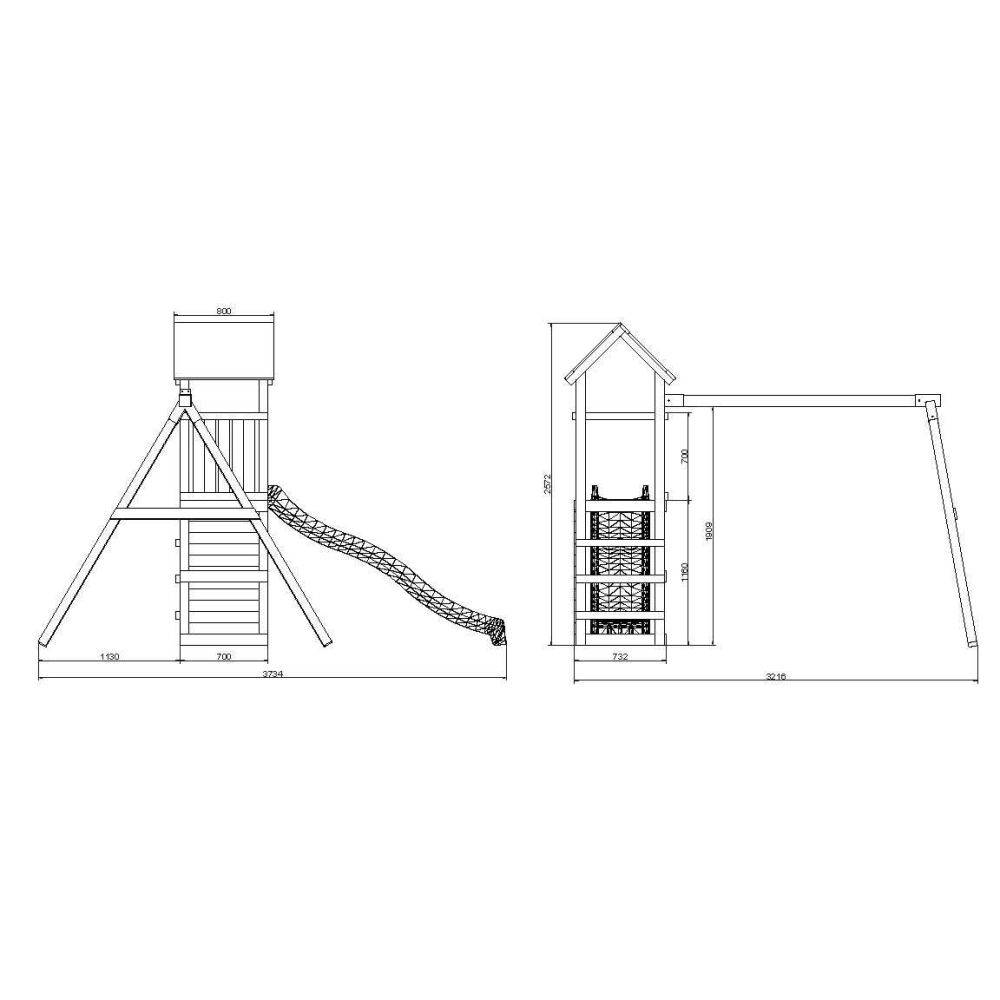 Fungoo - Structure de jeux en bois avec toboggan et balançoire double Charly - Image 4