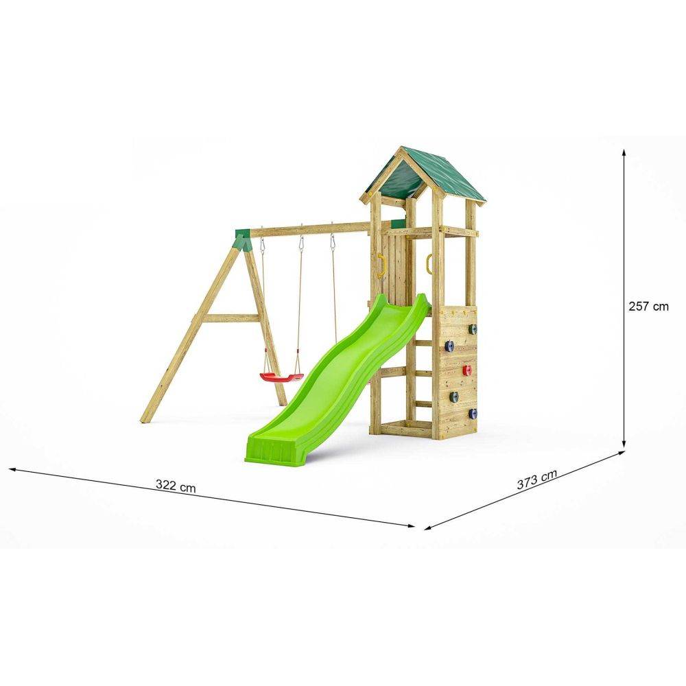 Fungoo - Structure de jeux en bois avec toboggan et balançoire double Charly - Image 3