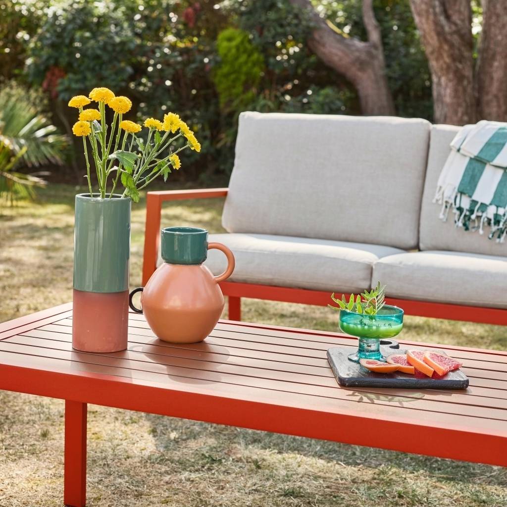 sweeek - Salon de jardin aluminium 4 places terracotta - Onara | sweeek