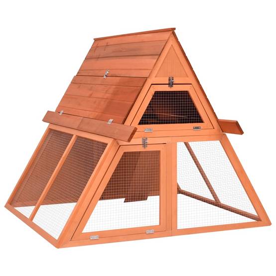 Clapier en bois de sapin design A-frame avec enclos et rampe d'accès – ComfortXL Outdoor Living - Image 1