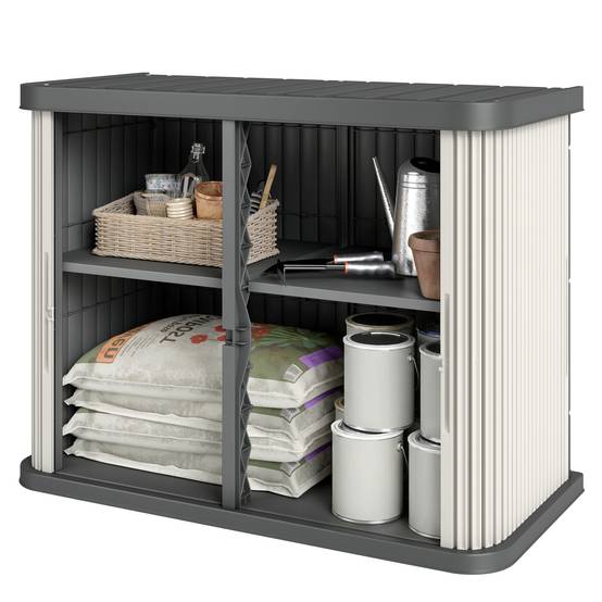 Coffre de rangement polypropylène marron clair 120.5 x 59.5 x 92 cm - PANGIVO - Image 2