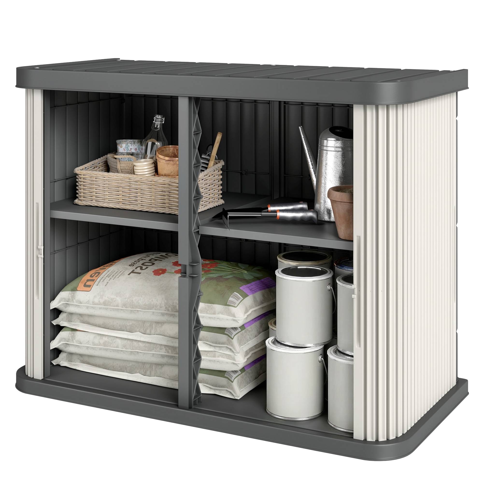 Coffre de rangement polypropylène marron clair 120.5 x 59.5 x 92 cm - PANGIVO - Image 2