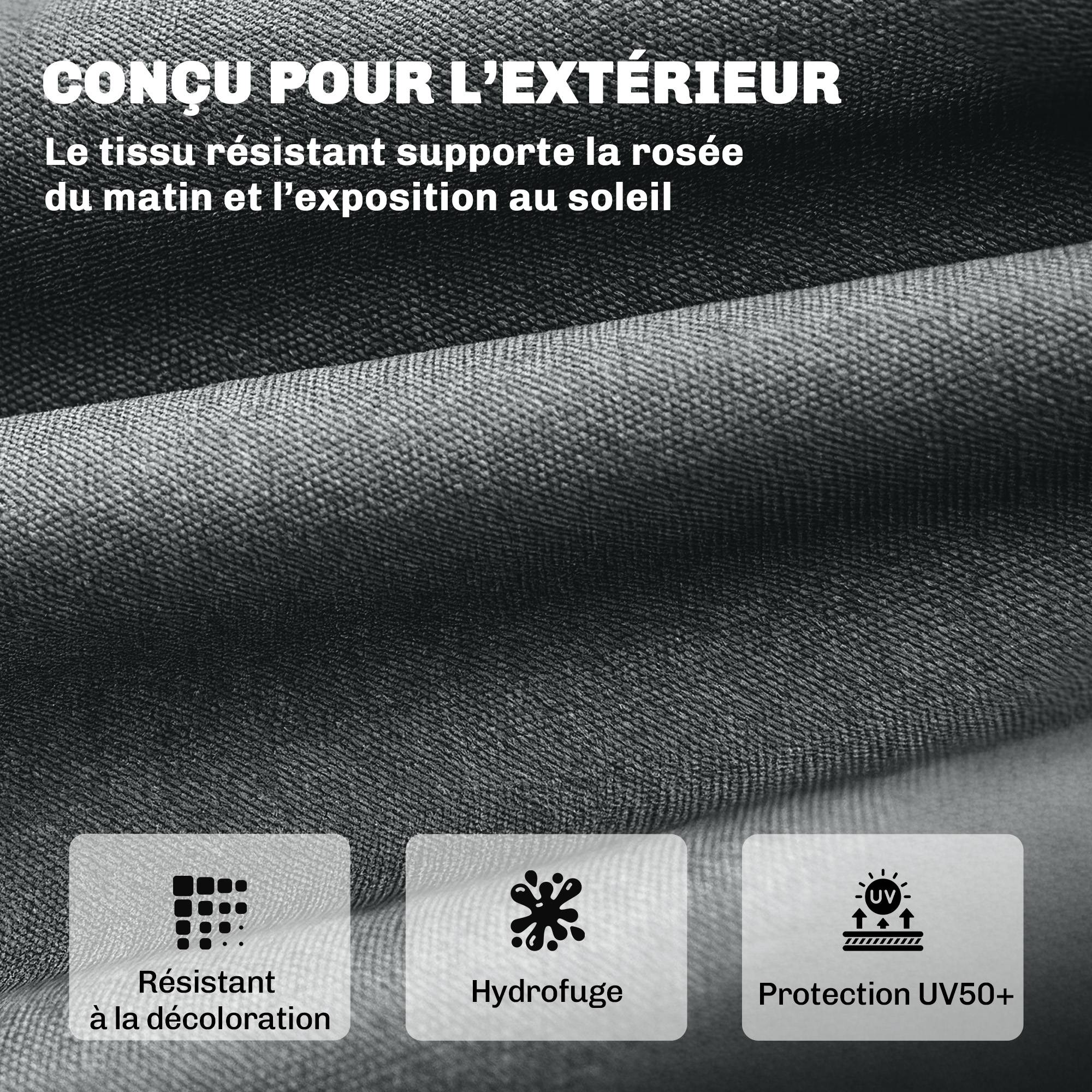 Coussin Bain de Soleil Chaise Longue en Mousse à Mémoire avec Sangles, Protection UV50+, 198x65x13cm, Gris foncé - Image 8