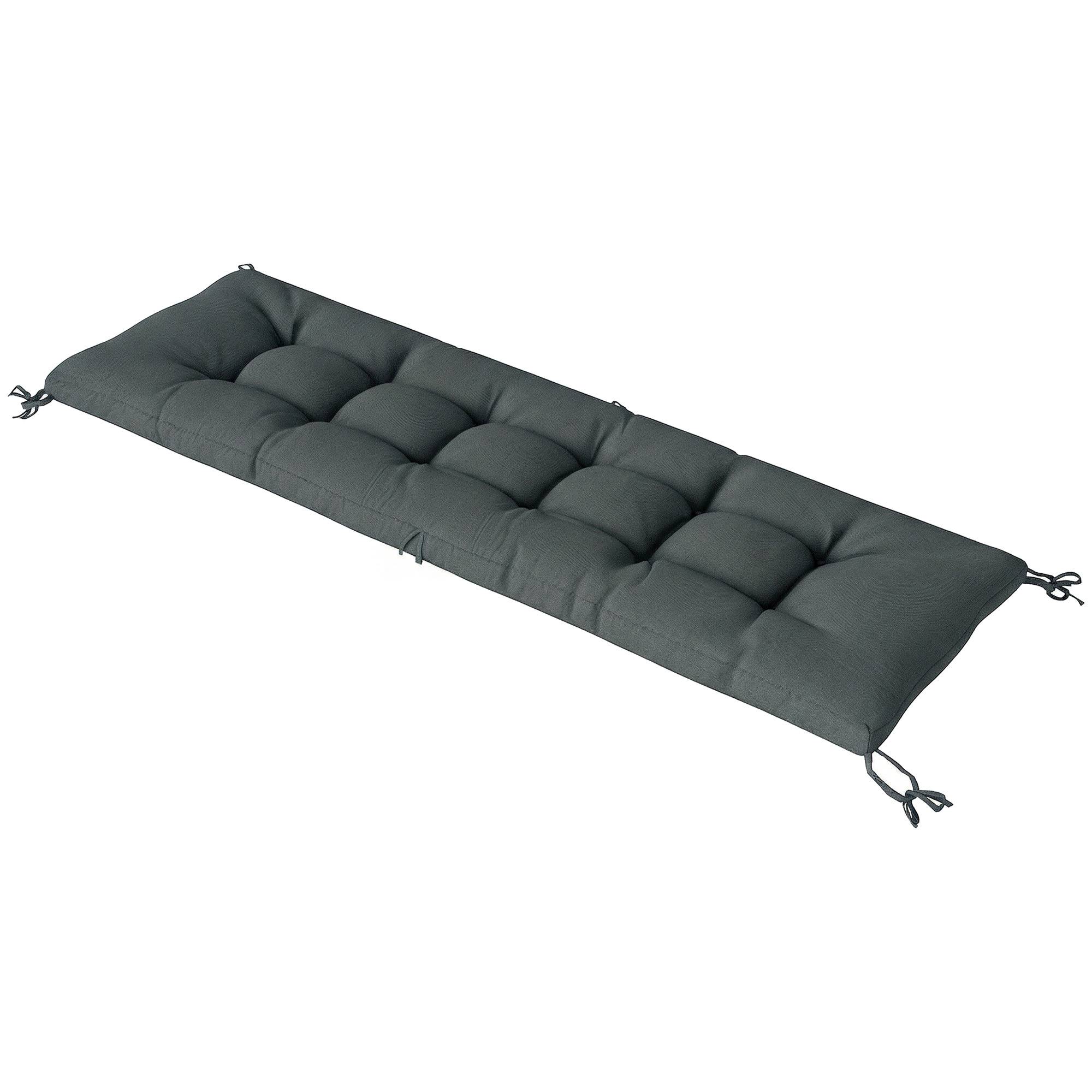 Coussin Bain de Soleil Chaise Longue en Mousse à Mémoire avec Sangles, Protection UV50+, 198x65x13cm, Gris foncé - Image 2