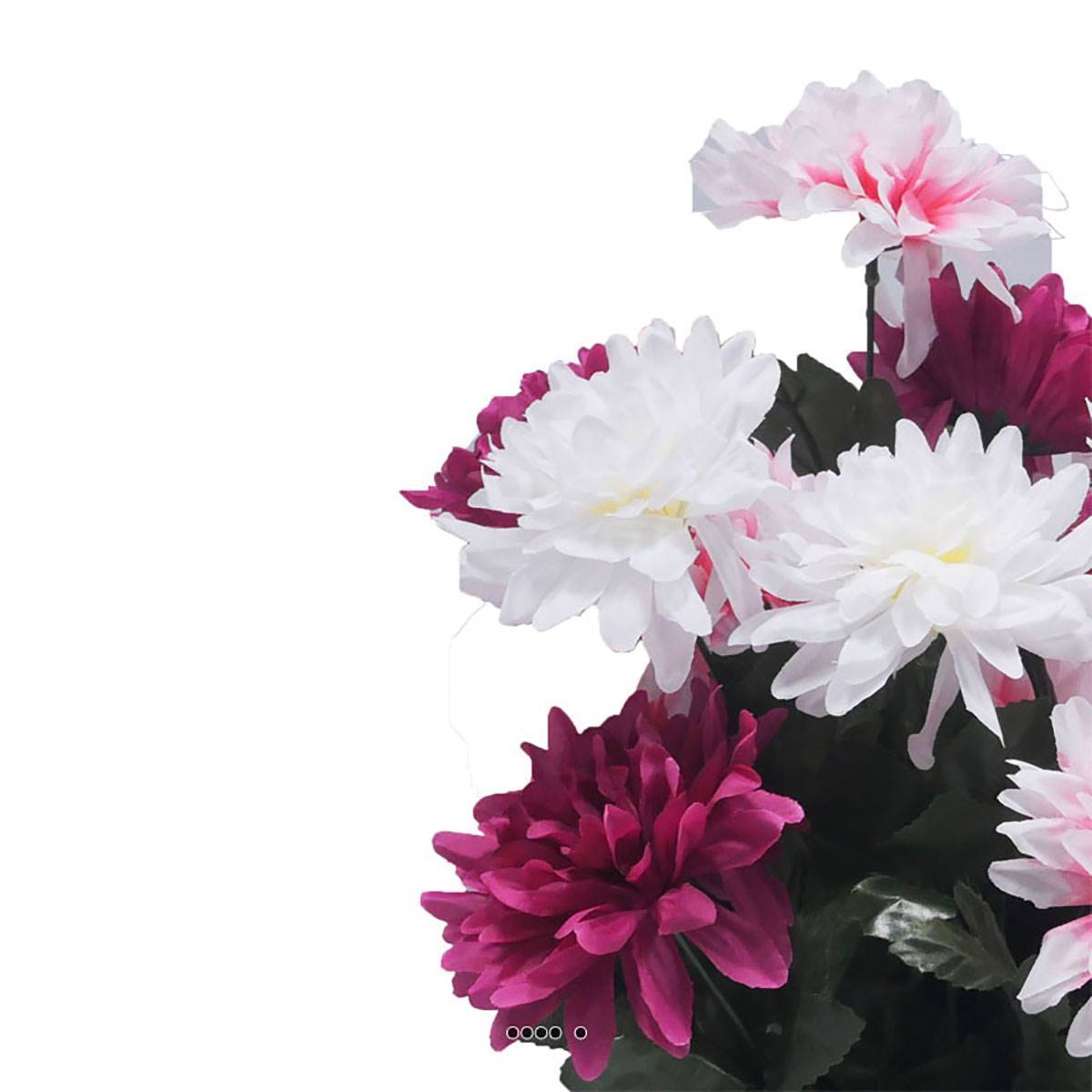 Artificielles - Pot fleurs artificielles pour le cimetière chrysanthèmes Rose fushia - couleur: Rose fushia 730 - Image 3