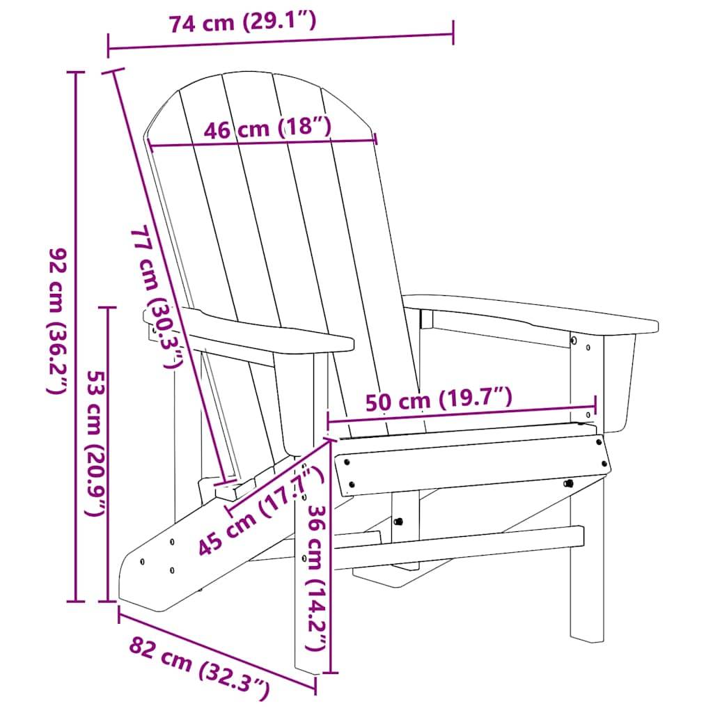 Lot de 2 Chaises Adirondack Polyéthylène Résistant aux Intempéries pour Jardin Blanc – ComfortXL Outdoor Living - Image 5
