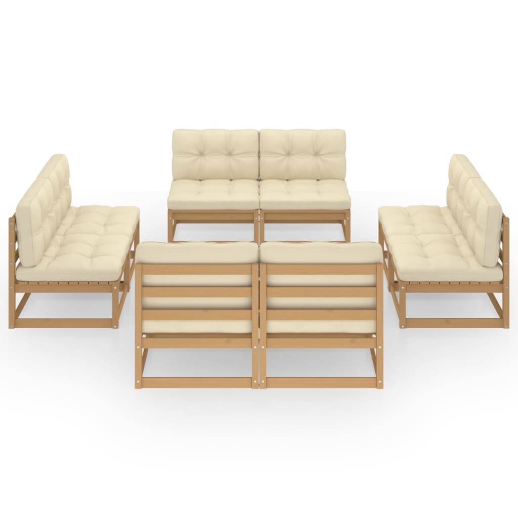 Helloshop26 - Salon de jardin meuble d'extérieur ensemble de mobilier 8 pièces avec coussins bois de pin massif - Image 2