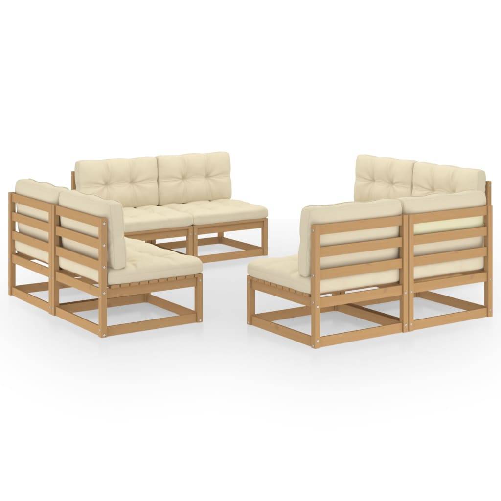 Helloshop26 - Salon de jardin meuble d'extérieur ensemble de mobilier 8 pièces avec coussins bois de pin massif - Image 1