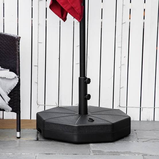 Pied de parasol octogonal en HDPE pour jardin lestable 40kg grande stabilité 60cm noir - ComfortXL Outdoor Living - Image 4