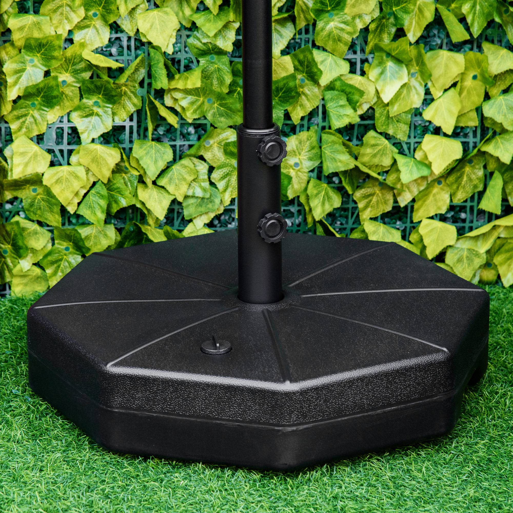 Pied de parasol octogonal en HDPE pour jardin lestable 40kg grande stabilité 60cm noir - ComfortXL Outdoor Living - Image 3
