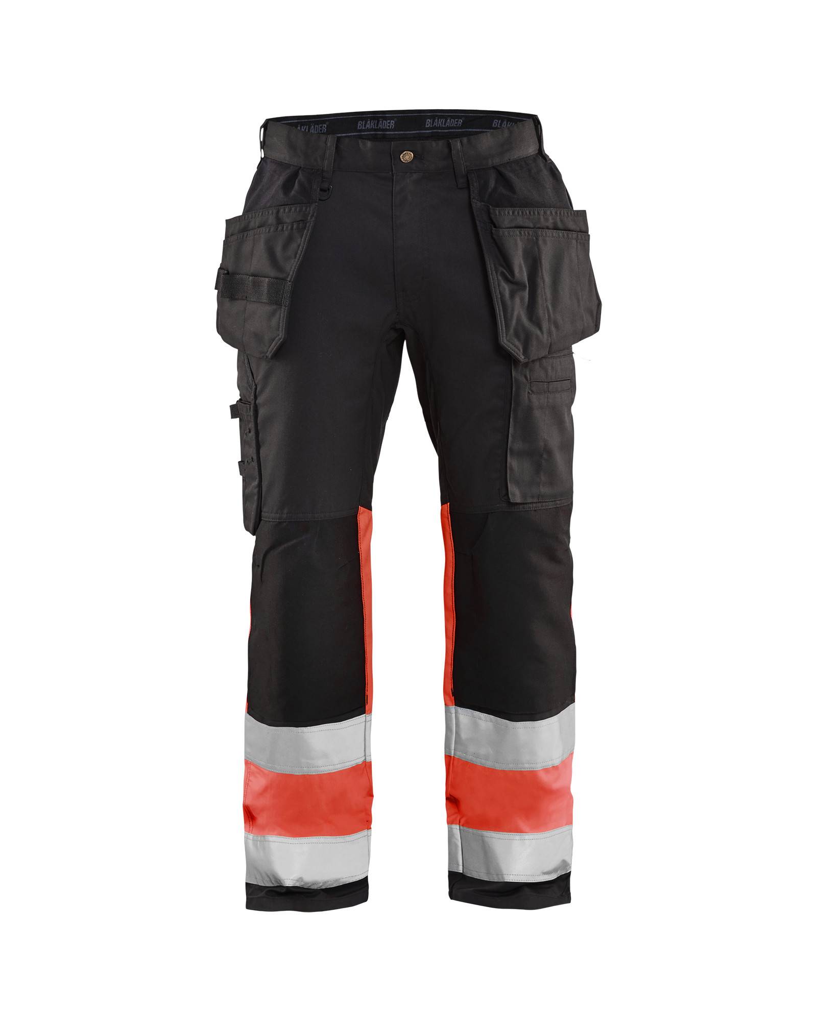 Pantalon artisan haute-visibilité +stretch Noir/Rouge fluo | 155818119955 - Blaklader