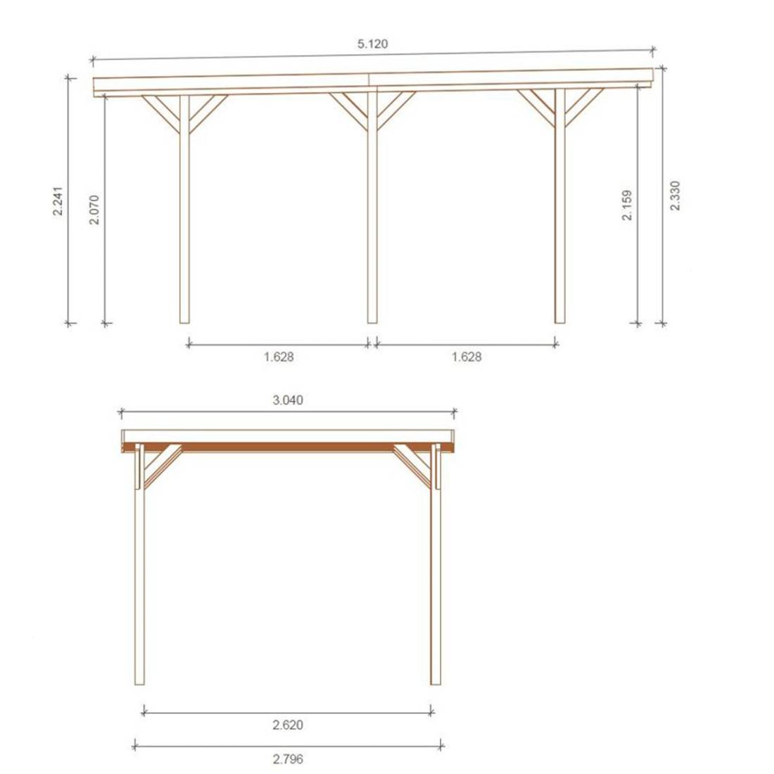 Altanka - Carport, abri de voiture 3.04x5.12 m - 15.57 m2 - CAR16 - ALTANKA - Image 4