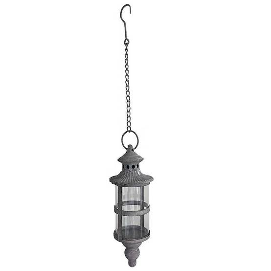La Grande Prairie - Lanterne suspendue fer gris 11x31cm - Image 1